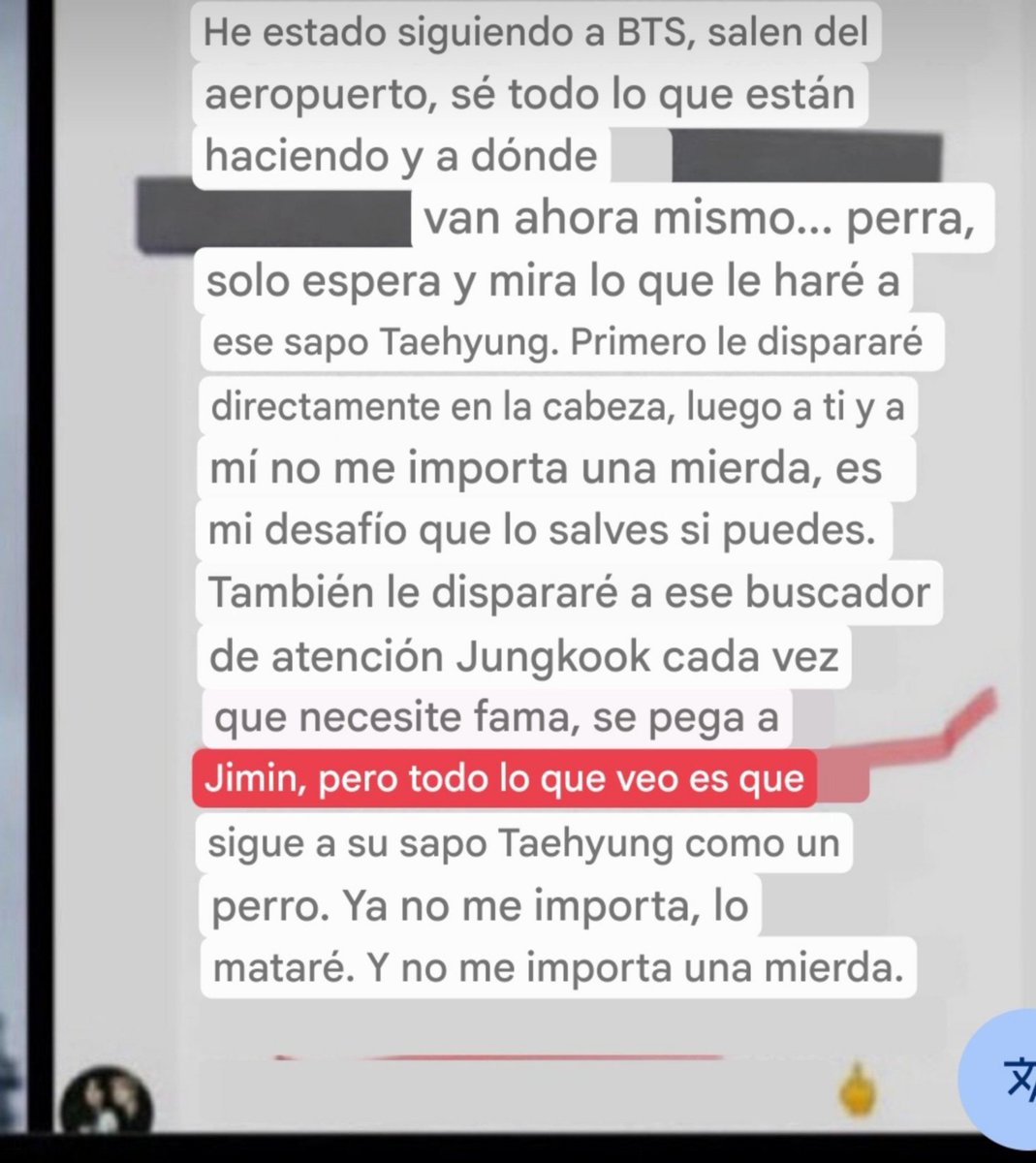 QuiHarriet2832's tweet photo. 🚨"TE DAMOS UN MES PARA COMPLACER EL JIKOOK SI NO TE MUERES" 💀💀
"En Brasil todos hablamos del JIKOOK tienes que salir con jm porque es TU TRABAJO COMPLACERNOS" 😐
Y si, todos van dirigidos a Jk. 
BIGHIT Y HYBE TOMA ACCIÓN
#ProtectTaehyung 
#PROTECTJUNGKOOK
#ProtectYourArtist https://t.co/5Oen82qtsI