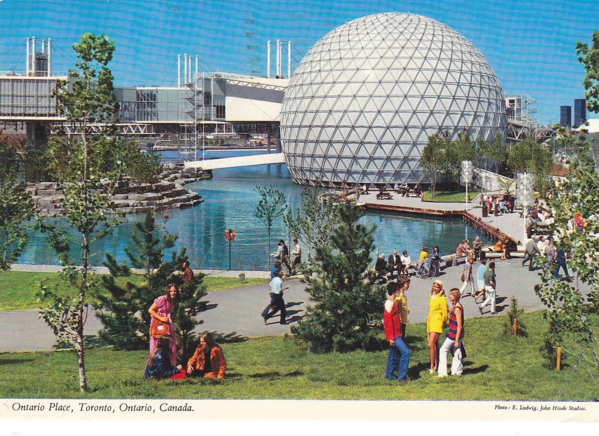 MarjeMolder's tweet photo. Today's 3rd #PostedOnThisDay #cancel is on a #vintage John Hinde #PostCard of the #Cinesphere at #OntarioPlace #Toronto #Canada which was posted 53 years ago OTD of Oct 2, 1973 #philately #stamps #deltiology https://t.co/wuaNt6KoLV