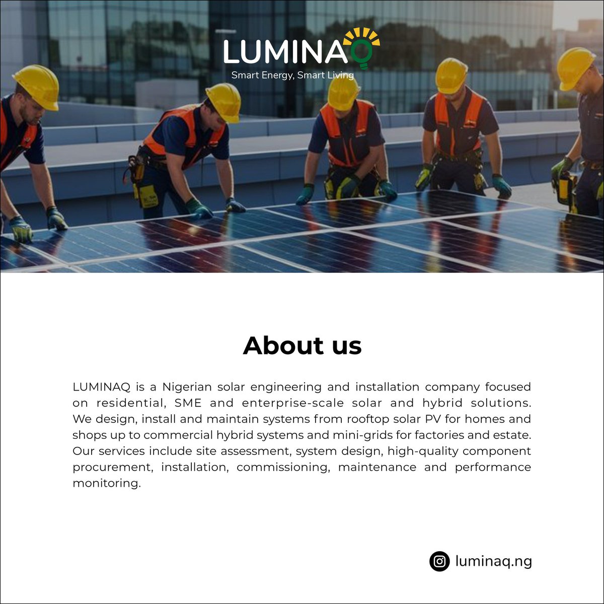 11venth11's tweet photo. @yankeeplug_ Hello Unc Emeka. LUMINAQ ENERGY is a solar installation business based in Lagos. We install and maintain solar systems. We also offer our services outside of Lagos. 

For anyone looking to switch to solar ? LUMINAQ ENERGY is your go to solar solution service provider. https://t.co/D2U1w0WEVu