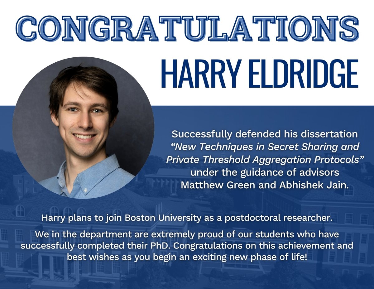 JHUCompSci's tweet photo. Congratulations, Harry! https://t.co/4U0zOxS1um
