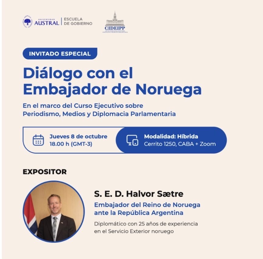 mimangiarotti's tweet photo. #UniversidadAustral
Diálogo con el @EmbNorArg. 
Imperdible. https://t.co/aeKefIZCZe