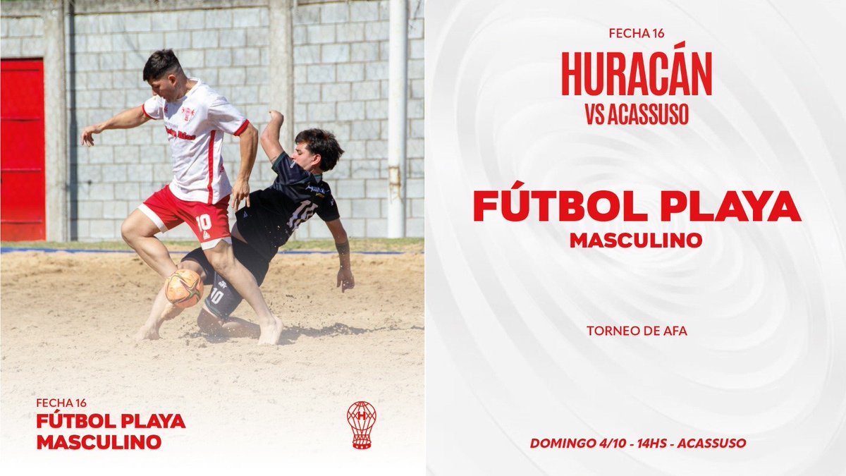 huracandeportes's tweet photo. #Huracán 🎈 #FútbolPlaya

🏝️ Este domingo 4/10, la Primera del Masculino del Globo se enfrentará a #Acasusso por la #Fecha16 del Torneo de @afa desde las 14:00, en Acassuso https://t.co/jsng13MELY