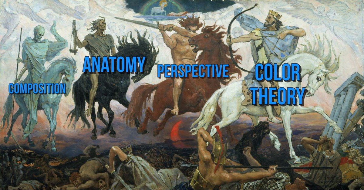 Jalann_art's tweet photo. The 4 Horsemen of Art Fundamentals https://t.co/7PdQoceLEE