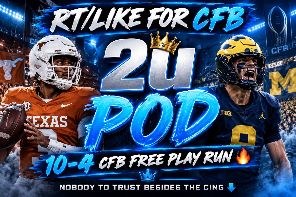 CashCing's tweet photo. RT/LIKE for CFB POD 👑

Follow all 3 steps to get it FREE:

Like 💙 + RT ✅ + Comment "CING" 💬

I will DM the play right away once it’s done https://t.co/0vlLIZISxE