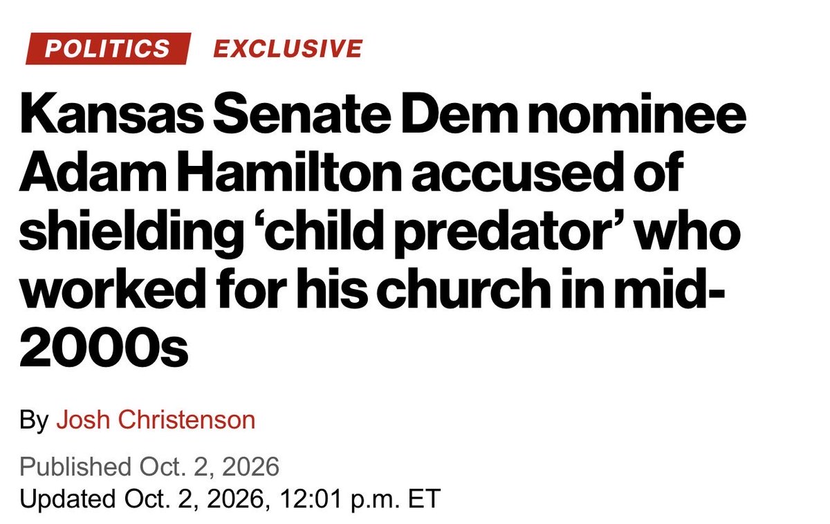 RNCResearch's tweet photo. Absolutely sick.

Kansas Democrat Adam Hamilton protected a known child molester at his church — who then went on to sexually assault more victims for over a decade. https://t.co/tH6bqwo2X3