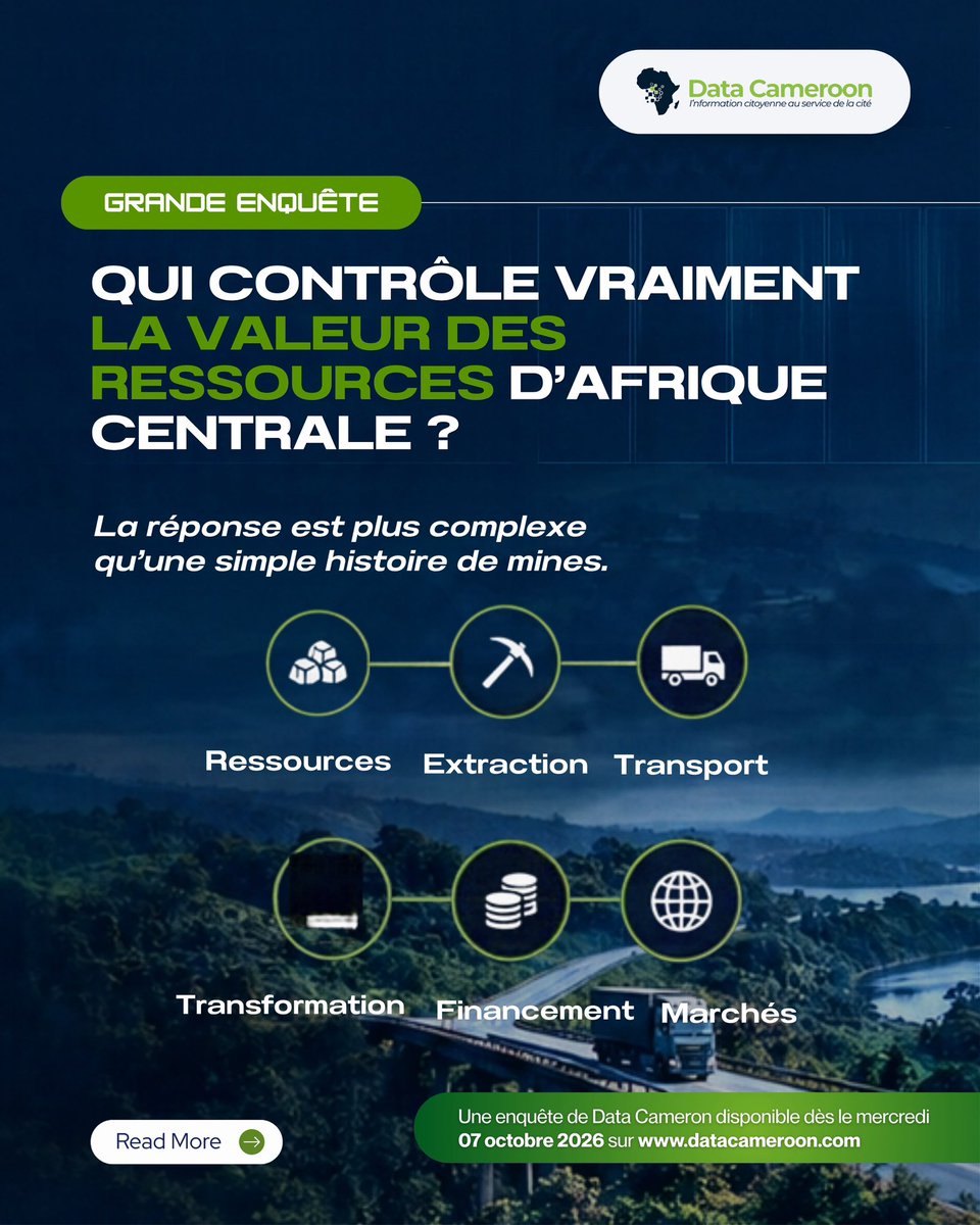 cameroon_data's tweet photo. 📢 Bientôt disponible ⏳

Notre prochaine enquête revient sur les acteurs qui contrôlent la valeur des ressources d’Afrique centrale et les mécanismes qui entourent leur valorisation.

📅 Rendez-vous le 7 octobre sur https://t.co/WkSfV6HH2c pour découvrir l’enquête . https://t.co/dzZf0ar8QG