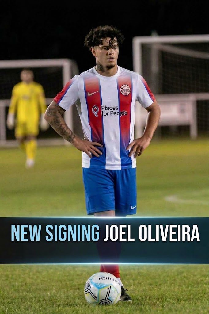 Inglesfc's tweet photo. A Friday night addition sees winger Joel Oliveira join the club from St Andrews. Caused havoc against us earlier in the season as well as last year while playing for Kirby. A tricky winger with an eye for a goal.

Joel goes straight into tomorrows squad 🔴⚪️ https://t.co/gW8rtepwU7