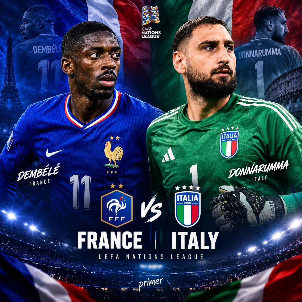 Primer1010's tweet photo. Franc VS Italy on the way

Who wins?
#France #Italy #UEFA https://t.co/e1zIn3JGIA