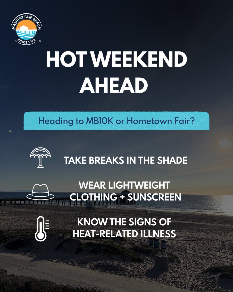 citymb's tweet photo. With the MB10K and Hometown Fair happening this weekend, a little planning can go a long way. Whether you’re running, walking the Fair or spending the day outdoors, remember to stay cool, stay hydrated and know your limits! ☀️ https://t.co/fJiafPfDix