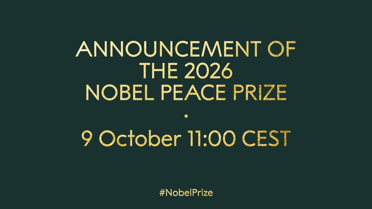 NobelPrize's tweet photo. Who will be awarded the 2026 #NobelPeacePrize?

This year there are 287 candidates for the peace prize (208 individuals and 79 organisations). Hear the breaking news as it happens @NobelPrize and on https://t.co/ooNEngIcep. 

Watch live: https://t.co/qO5tmqn8qM

#NobelPrize https://t.co/tssnYtqhqg