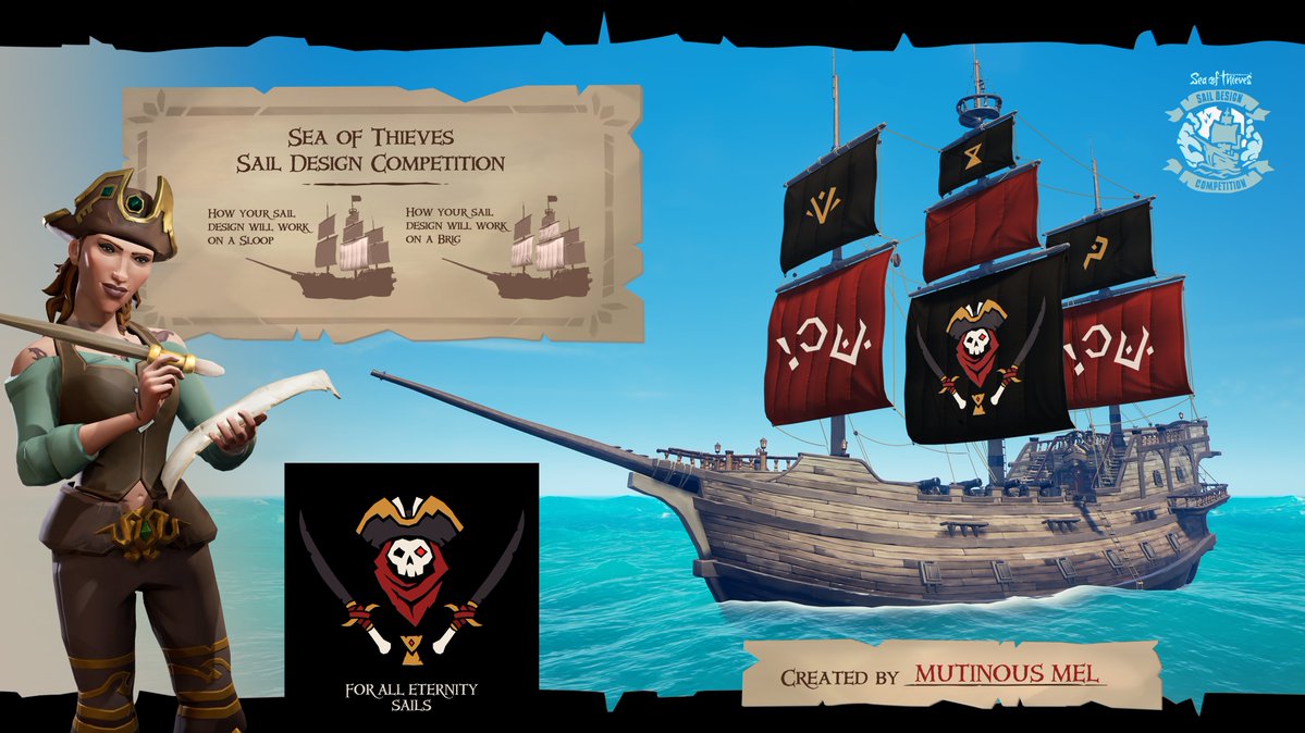 MutinousMel's tweet photo. Of course my dream sails would include Junior and since he has no sails of his own in game, well...
I wanted to keep these simple and make a sort of Reaper's Bones version of the traditional skull & crossbones.
For all Eternity ❤️🔥
#SoTSailDesignComp #SeaOfThieves @SeaOfThieves https://t.co/DDNPFxDF5b
