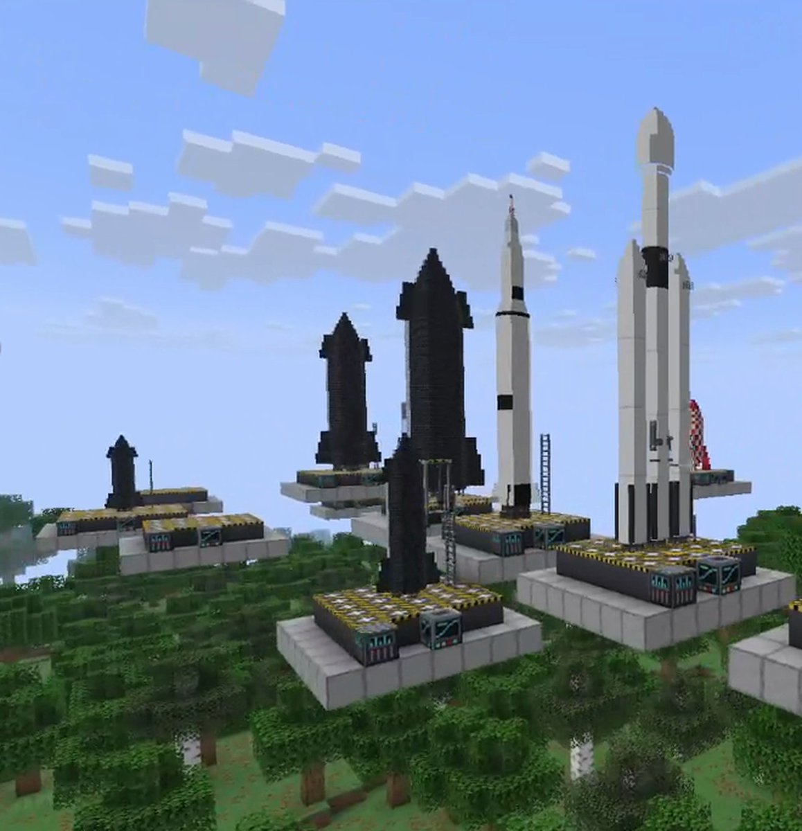 KevXDev's tweet photo. Asked Claude Code for a Starship skin for my Minecraft server's rockets.

Try 1: a texture swap. Nope. Try 2: it wrote its own Python model generator. 477 elements, real 5.5:1 proportions, 6 Raptors.

Then I said "more skins". 4 min later: Saturn V, Falcon Heavy, a retro rocket.

#gamedev