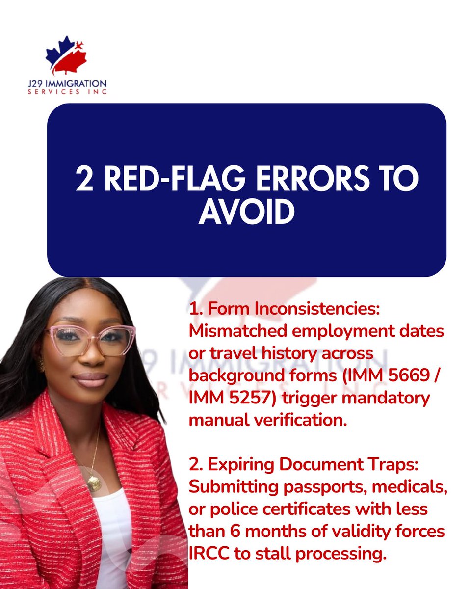 j29immigration's tweet photo. π¨ Stop IRCC delays before they start! π¨π¦
One small mistake can stall your file for months. Swipe through β‘οΈ to see how smart applicants keep their applications moving!
π¬ Comment "DELAY" or DM us to audit your file today! π
#J29Immigration #IRCC #CanadaImmigration https://t.co/LyLFmZz5rp