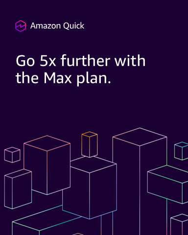 amazonquick's tweet photo. Power users, you asked for more room to work. 

Going 5x further with Amazon Quick Max means 5x the usage and 5x the storage of Plus. Run big concurrent workloads all month, spin up more agents, more workflows. https://t.co/qf4l9ig30z