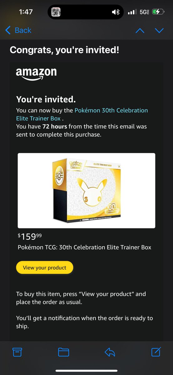 Only1Rubixx's tweet photo. @PokemonDealsTCG Do you know why its marked up so high? Same invite from weeks ago when it was $89.99 https://t.co/DZwcloQWHV
