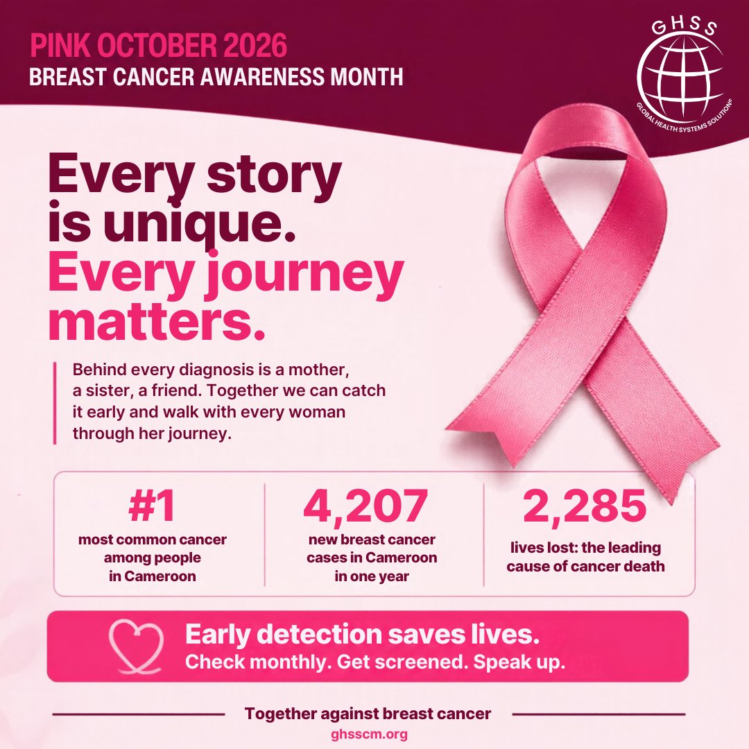 ghsscm's tweet photo. 🎀𝐏𝐢𝐧𝐤 𝐎𝐜𝐭𝐨𝐛𝐞𝐫 𝟐𝟎𝟐𝟔: Together against Breast Cancer
#breastcancerawareness #earlydetectioncansavelives #Cameroon #GHSS #PinkOctober https://t.co/S8Dc1xHigZ