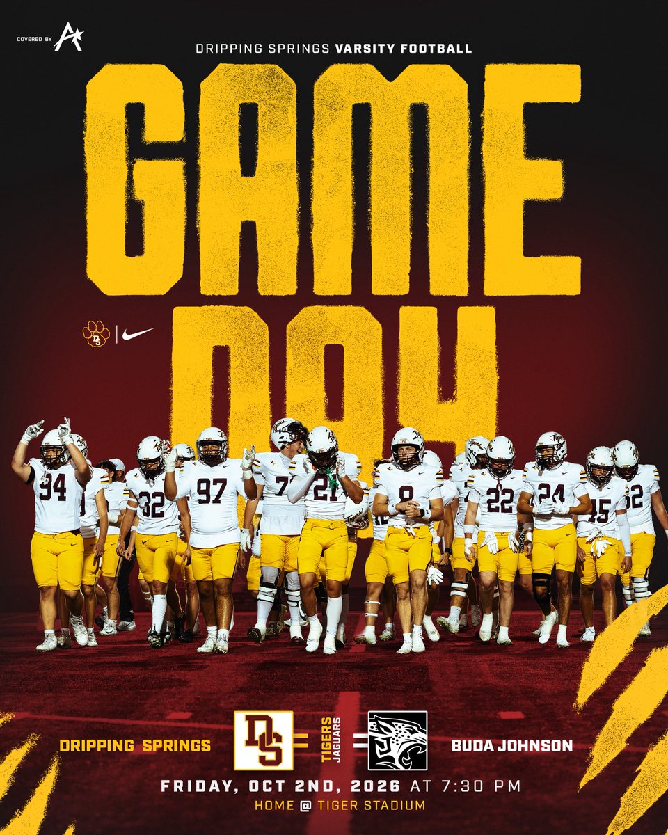 DripFB's tweet photo. 🏈 𝗛𝗢𝗠𝗘𝗖𝗢𝗠𝗜𝗡𝗚 𝗚𝗔𝗠𝗘𝗗𝗔𝗬

Buda Johnson is making the short drive over tonight for the 2026 Homecoming Game at Tiger Stadium! It’ll be raining so come prepared. 
#TPD #AMBUSH 🐅🏈
@DSISD @DrippingTigers https://t.co/fH2zqEHq5T