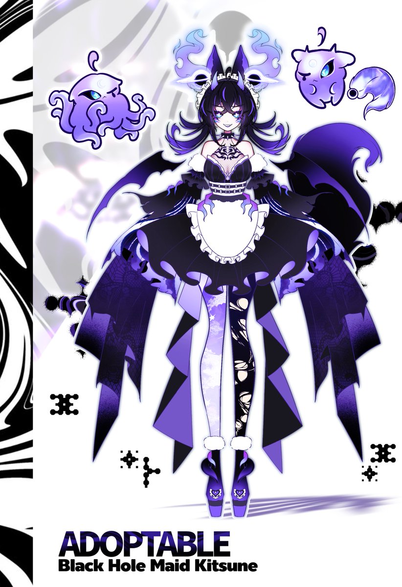 tor4akame's tweet photo. Black-hole Kistune Adoptable
OPEN 🦊
SP 1: $60
SP 2: $100 (Commercial Use)

🔁&amp;💗 Appreciate!!! Please ><
 #adoptable #characterdesign #vtubers
#illustration‌‌ #adoptableauction #originaldesign 
⬇️More bellow. https://t.co/RByRXCyTjK