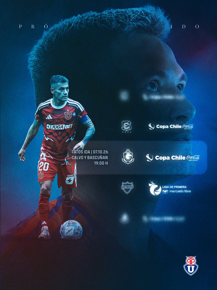 udechile's tweet photo. 🔜 Próximo partido: 
🏆 #CopaChileCocaColaZeroAzúcar 
🆚 Deportes Antofagasta | Cuartos de Final Ida
🏟️ Estadio Regional Calvo y Bascuñán
📆 07/10
🕖 19:00H

¡VAMOS BULLA! 🔵🔴 https://t.co/NMafm20RTS