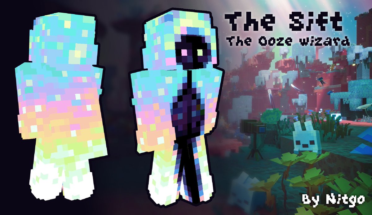 Nitgo_'s tweet photo. Eyy, I finished a new Minecraft skin for the new Sift biome, commissioned by @blan_fi! He's a lil wizard. #Minecraft #Minecraft_skin https://t.co/3U3tLlGKFD