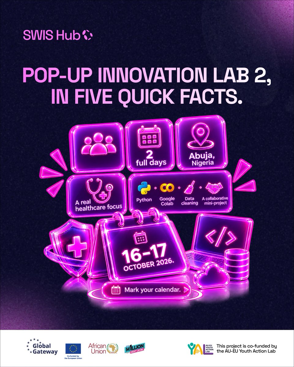 SwisHub's tweet photo. Here’s the Pop-Up Innovation Lab 2 in the time it takes to finish a cup of tea. ☕
👥 35 participants. A small room on purpose, so everyone gets to do the work, not just watch it.
📅 2 full days. Two days of learning by doing.
📍 Abuja. Where it all happens. https://t.co/yCeEo8L9jw