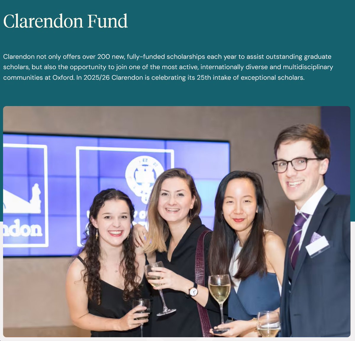 Demo4show's tweet photo. UNIVERSITY OF OXFORD MASTERS and DPHIL SCHOLARSHIPS

Clarendon Fund Scholarships

1. You will be automatically considered for Clarendon if you apply by the December or January deadline, whichever is relevant to your course. You do not need to submit a separate application.

2. Clarendon scholarships cover course fees and provide a grant for living expenses for the period of fee liability of a scholar's course.

3. There are no restrictions on nationality, ordinary residence or field of study. 

4. All full-time and part-time DPhil and Master’s courses are eligible.

5. Clarendon scholars are selected for their outstanding academic merit and potential.

6. Clarendon scholarships are highly competitive. 

Link: https://t.co/fTt0SIFSas