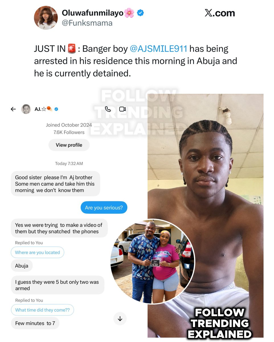 TrendingEx's tweet photo. Don Jazzy is trending because rumors say the banger boy who claimed Collins impregnated Ayra Starr’s mom, has been arrested.

Actually, no reliable source supports or confirmed the arrest, just cruise bloggers and gossip pages.

Infact, this is a classic banger boy playbook: cause controversy, get backlash, stage an arrest, disappear, then return with a banger post mocking your critics.

It happened with Femzy a couple of times and last month, with banger boy Dr. Danny of Owerri.

Interestingly, the cruise blogger Oluwafunmilayo who broke the news that has now gone viral has made an update, claiming it wasn’t Don Jazzy who arrested AJ the banger boy. Which further compromises the authenticity of the arrest story. 

A major indicator that it’s likely an engagement farming tactics is, all the defamatory posts about Don Jazzy are still up, getting more engagements, not only that, other defamatory posts remain up on AJ’s page.

Since the rise of banger boys, only Opay, Adekunle Gold, Tony Elumelu and Lawrence Alabi have successfully completed arrests.

If the arrest is confirmed, this story will be updated. Follow @TrendingEx for dailies