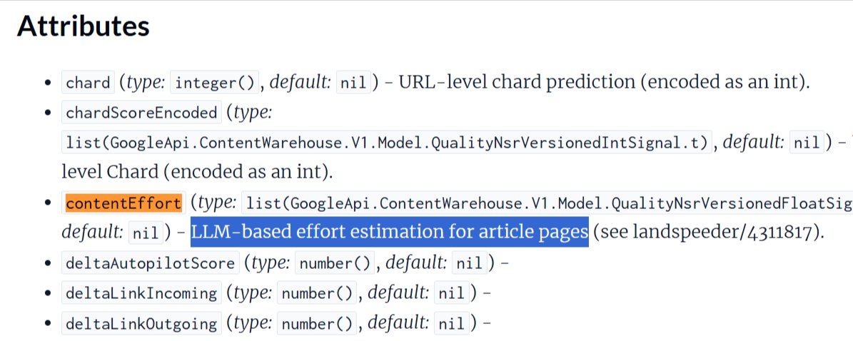 Google's Effort Signal: "Content Effort"