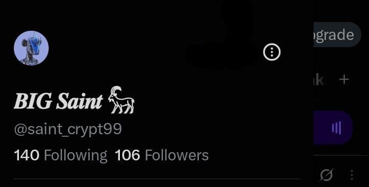 saint_crypt99's tweet photo. Finally got my first 100 followers organically before the week ran out🤭

Like my mentor @acefxacademy will always say we should celebrate our little win no matter what 😁. Thank you guys 

We keep the numbers growing regardless. Don't forget your mutual can be my mutual too https://t.co/taMLWOQRDo