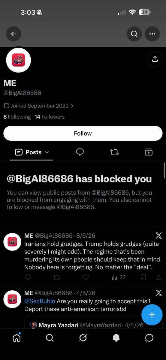 666upyourbutt's tweet photo. @OurielOhayon Hey BigAl 
You talk shit then block

This proves your mom raised a little bitch haha 🤣 https://t.co/jCxQ6z0jVw
