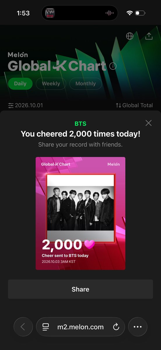 SoWhat11214319's tweet photo. I cheered 2000 times. How about you??

I vote for #ARIASBTS at the 2026 ARIA Music Awards

#btsarmy https://t.co/TNKgvGD5DU