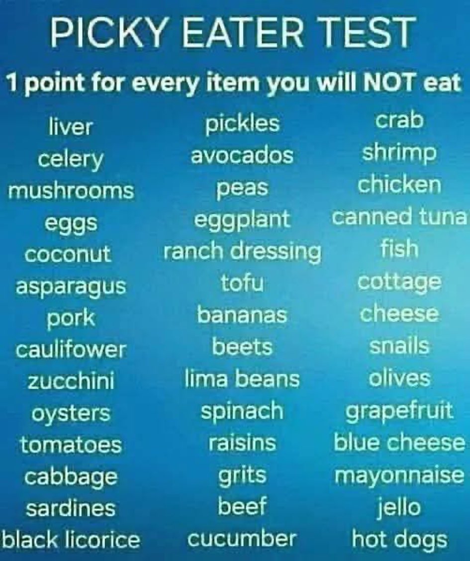 Georgia_07os's tweet photo. 13 for me 😳
I didn’t think I was a picky eater 🤣 https://t.co/NxoVu1HEyO