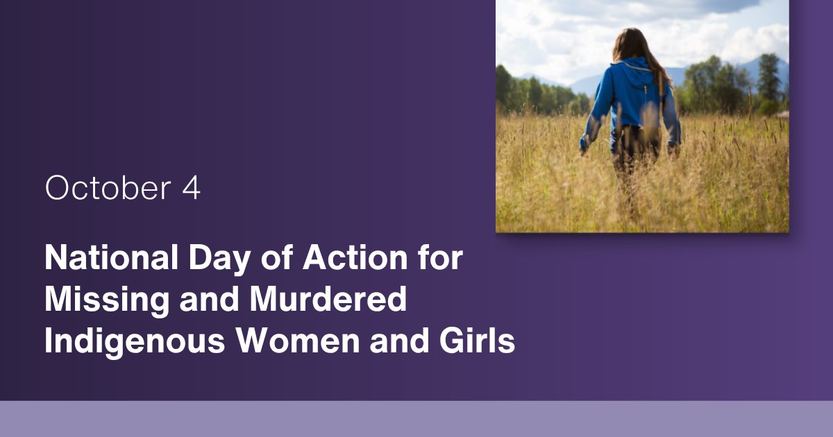 LawSocietyLSO's tweet photo. October 4 is the National Day of Action for Missing and Murdered Indigenous Women and Girls. This day is a solemn reminder of the violence and systemic discrimination faced by Indigenous women, girls and gender diverse people. Participants are called to honour and remember the lives that have been lost, and demand action for ongoing injustices.

To learn more, visit https://t.co/nGbk33WJQS