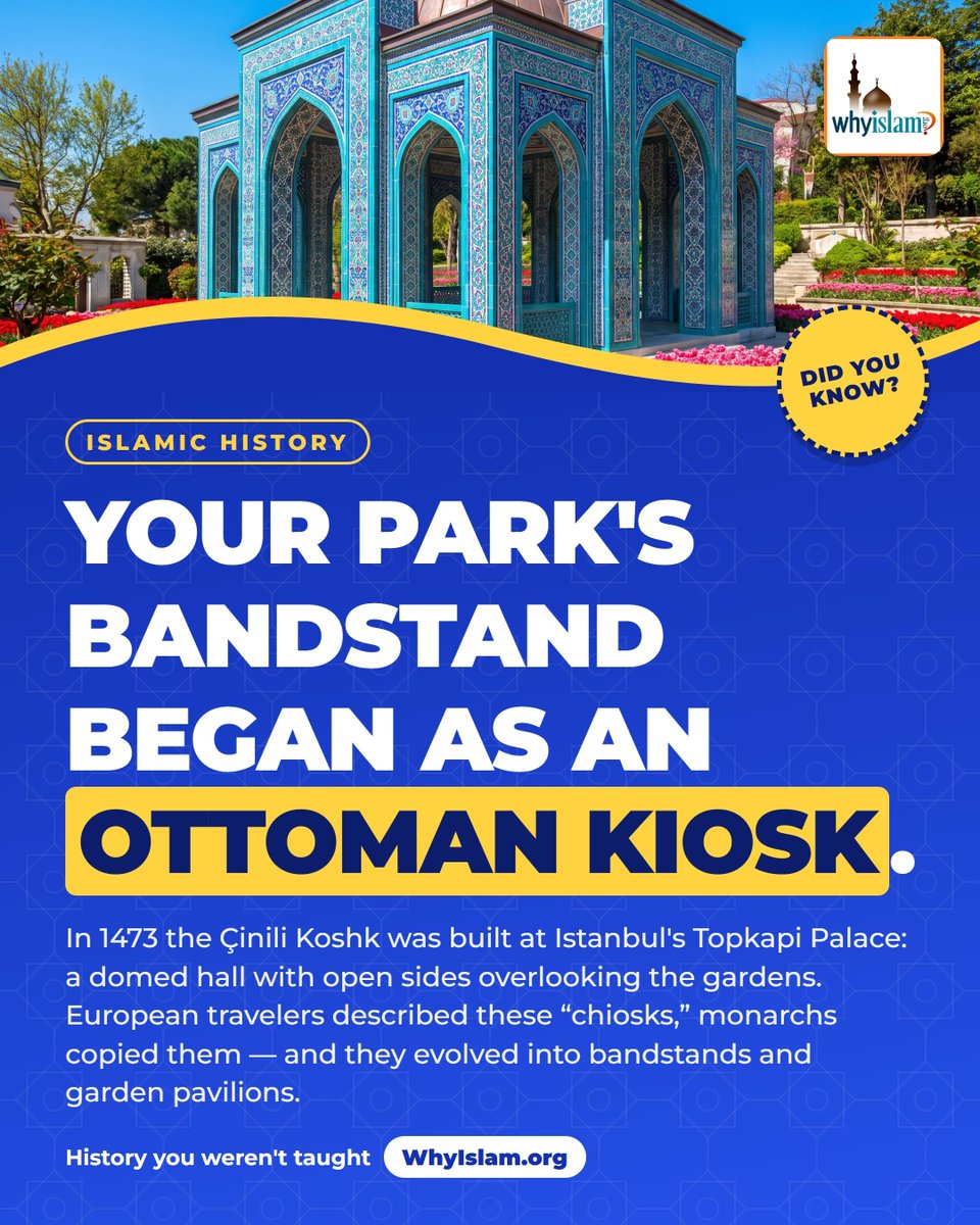 whyislam's tweet photo. Your park's bandstand began as an Ottoman kiosk.

https://t.co/YIwasS8gq0

#IslamicHistory #Islam #WhyIslam https://t.co/hsXWgWxkL4