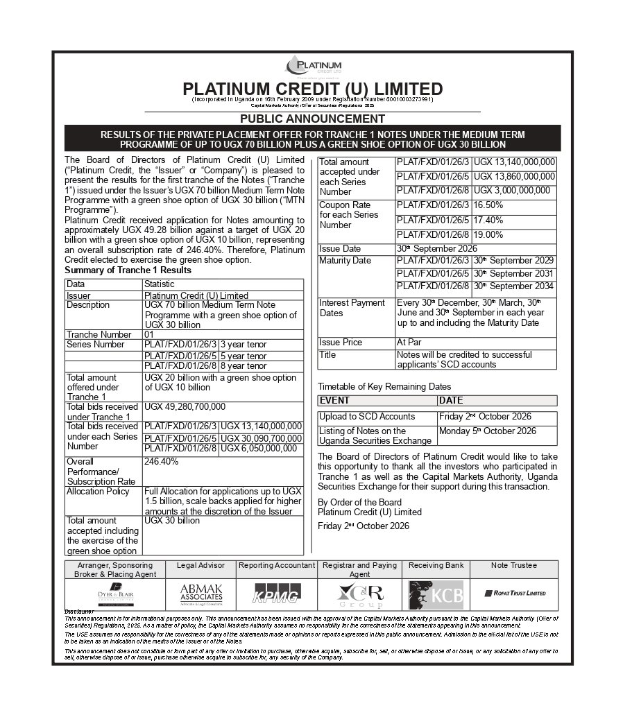 realjohnivan's tweet photo. Many of you might have come across Announcement by @pcl_uganda. Many people have praised it. 

The terms (words) might not be the ones you come across on a daily unless you're usually at the intersection of finance and law. 

So, in this short thread 🧵, I am going to break it down in the simplest of terms so that you understand what it is and why it a good thing for Uganda's Capital Markets👇👇