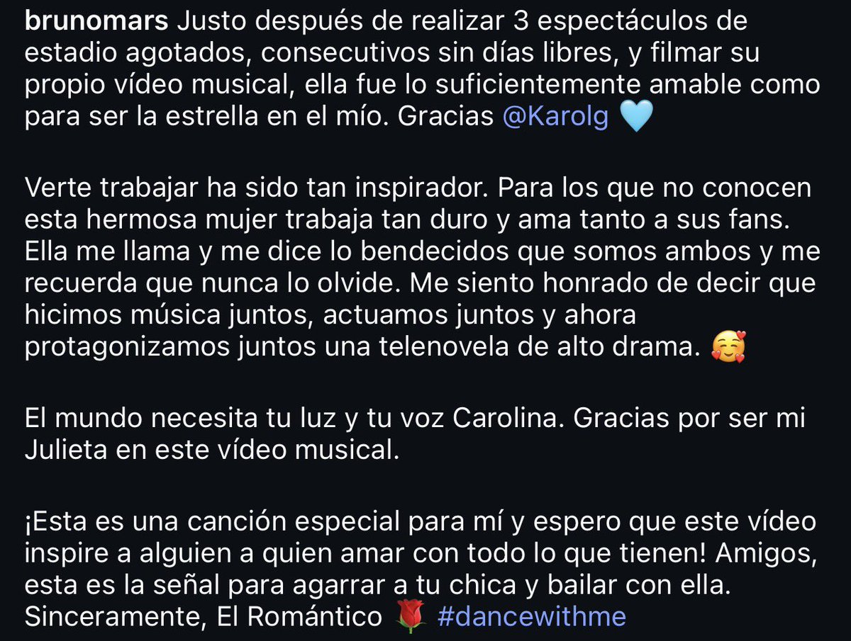 ColombiaKarolG's tweet photo. Bruno Mars a Karol G : El mundo necesita tu luz y tu voz Carolina. Gracias por ser mi Julieta 😭🥹🩵🩵🩵 https://t.co/2sKuxZRoZd
