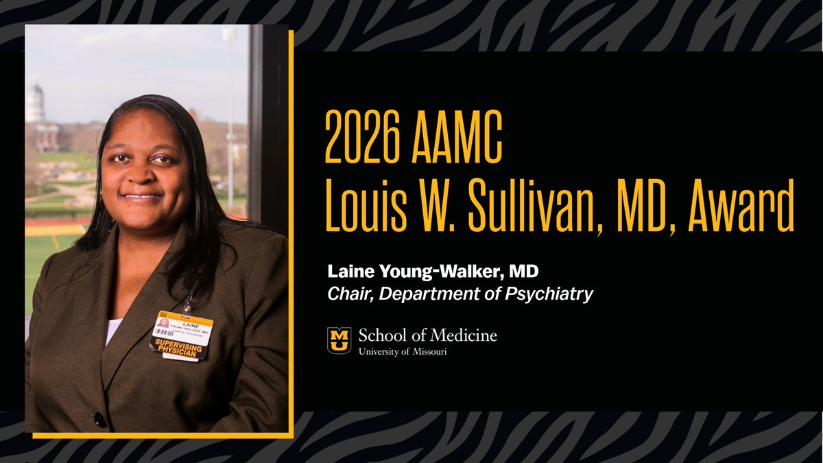 mumedicine's tweet photo. CONGRATS to Laine Young-Walker, MD, chair of the #Mizzou School of Medicine Department of Psychiatry, who was recently among the recipients of the 2026 @AAMCtoday Presidential Awards!

Learn more: ➡️ https://t.co/ofFUs3owzq https://t.co/IqyrCcnNYX