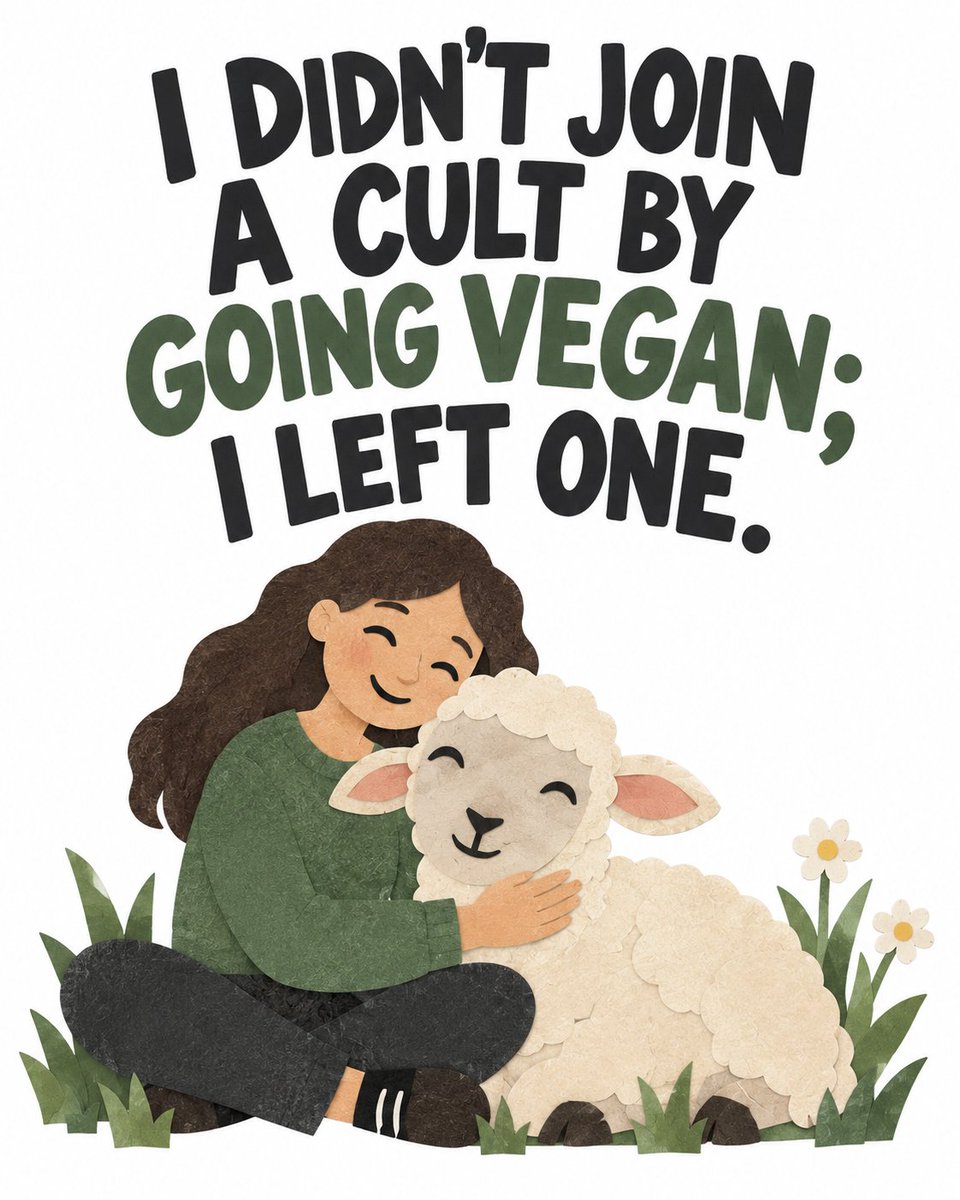 teamveganfta's tweet photo. We’re taught from a young age to see animals as food, clothing and products. Going vegan means stepping outside those norms and questioning the systems that profit from their exploitation. 🌱🐑

#veganism #veganmovement #vegancommunity https://t.co/oYEJQ4fssi