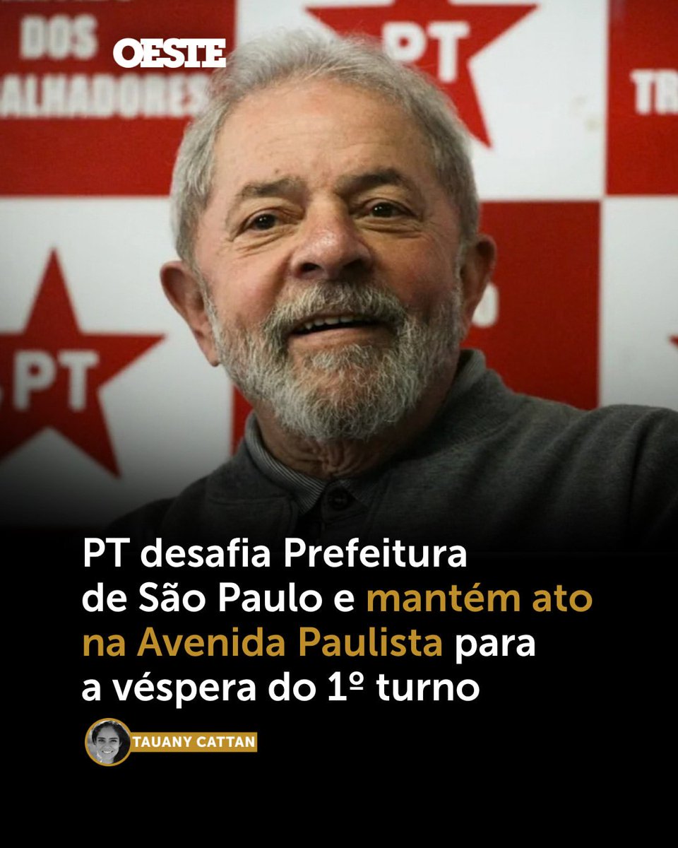 MachadoDarlon's tweet photo. 😈🚩 PT desafia Prefeitura de São Paulo e mantém ato na Avenida Paulista para a véspera do 1º turno O Partido dos Trabalhadores (PT) decidiu manter a caminhada prevista para o próximo sábado, 3, na Avenida Paulista, em frente à Alameda Ministro Rocha de Azevedo. A decisão do diretório petista ocorre mesmo depois da proibição, pela Prefeitura de São Paulo, de eventos na principal avenida da capital paulista nos dias 3 e 4 de outubro, véspera e data do primeiro turno das eleições deste ano. O PT criticou a decisão da gestão municipal, que determinou o veto por meio da Subprefeitura da Sé. Para o diretório petista, a prefeitura criou uma controvérsia indevida ao tentar impedir a caminhada. Segundo uma nota do partido, “atos eleitorais desse tipo não dependem de autorização prévia, mas apenas de comunicação aos órgãos públicos”. O PT afirma ter cumprido essa exigência em reunião com representantes da Subprefeitura, da Polícia Militar, da GCM, da CET e da SPTrans. A legenda alega que o pedido do TRE-SP e a portaria municipal determinam a liberação da Avenida Paulista apenas no domingo de eleição, dia 4, e não no sábado. A nota também menciona o calendário eleitoral, que permite caminhadas, carreatas e passeatas até as 22h da véspera da votação.