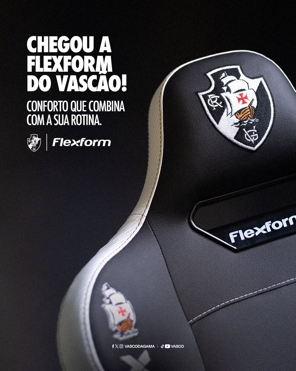 VascodaGama's tweet photo. Vasco 🤝 Flexform 

A cadeira gamer que você sempre sonhou! 💢

Disponível em https://t.co/CjDohMCN0p

#VascoDaGama https://t.co/2pur6IrElc