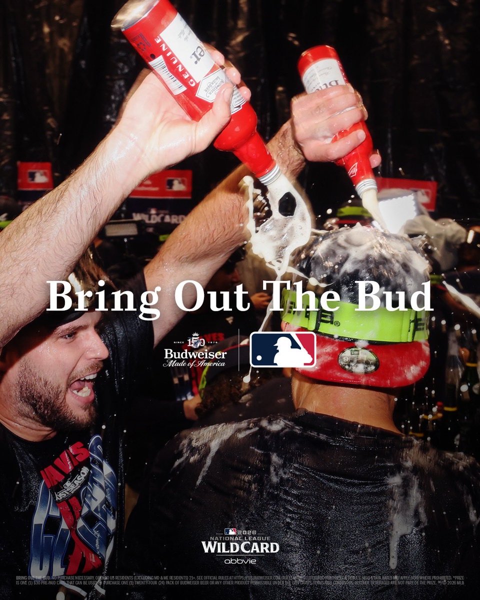 budweiserusa's tweet photo. 🍺 BRING OUT THE BUD 🍺​

Atlanta is moving on. Now you can join in on the beer shower. Use #BringOutTheBud #Sweepstakes for your chance to win a celebration's worth of beer money and keep the celebration going. https://t.co/KRMkSIQLUl