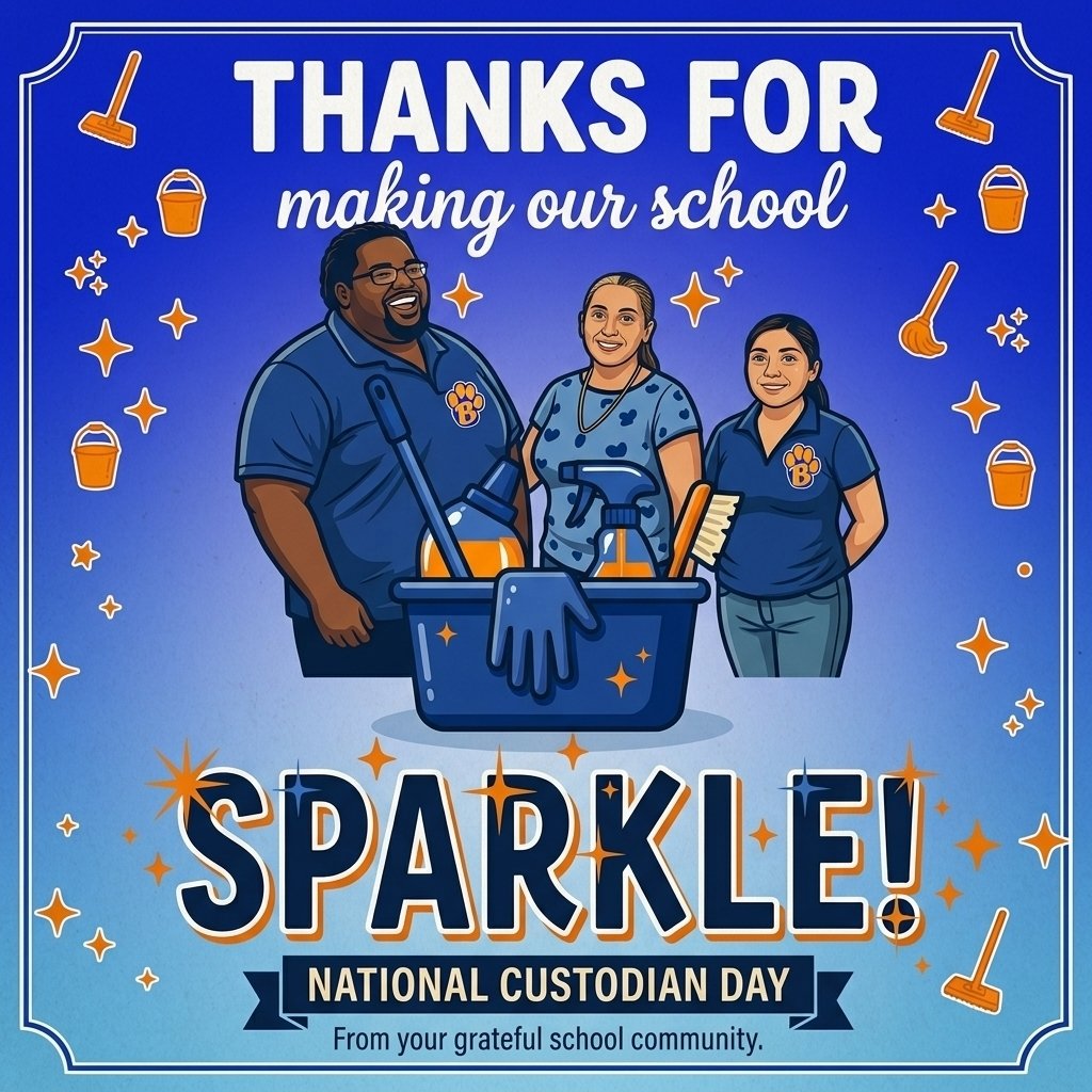 sdbrothers17's tweet photo. Huge shoutout to our incredible custodial staff! Behind every great day of learning is a team ensuring our environment is safe, clean, and ready for excellence. We believe that everyone matters, and today we honor you! Thanks for making our school sparkle! #weseeyou @AlvinISD https://t.co/m7aj9TjNPh