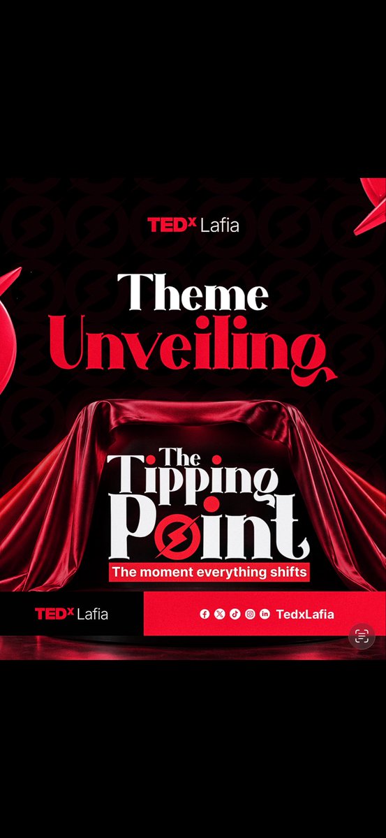 TedxLafia's tweet photo. The wait is over.

Every shift begins with a moment. Every moment can change everything.

TEDxLafia 2026 presents: Tipping Point: The Moment Everything Shifts.

📍 7 November 2026
The moment is here.
#TEDxLafia #TippingPoint #TheMomentEverythingShifts https://t.co/TK4DHIZgyZ