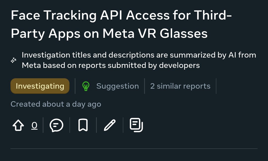 Lunayian's tweet photo. Posted this as a feedback suggestion in the Meta VR Developer Center, link is below if you want to vote! (need to be signed-in)

https://t.co/qN0PIcC1IO https://t.co/E14qScj8rt