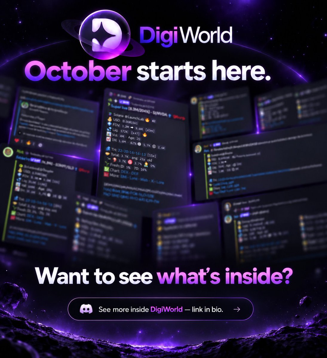 DigiWorldd's tweet photo. October starts now🎃

New month, same focus in DigiWorld: Search, share, and save receipts.

Our team has been working on documenting some high-quality calls. We'll post a September recap this week. https://t.co/B5XRKbHqQX