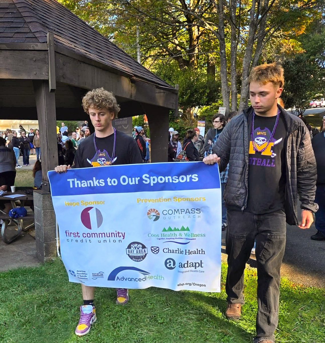 firstccu's tweet photo. First Community was honored to support the American Foundation for Suicide Prevention as a Hope Sponsor for Coos Bay's Out of the Darkness Walk. Thank you to everyone who joined us—your presence and compassion made a difference. Together, we’re building a stronger community. 💙 https://t.co/8Bkvp11lOV