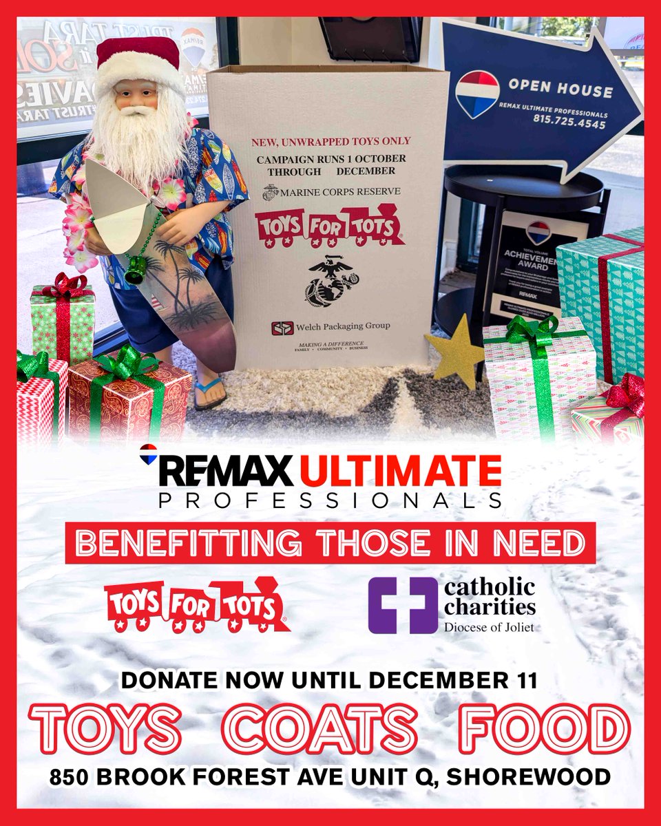 RemaxUltProfes's tweet photo. Our donations boxes have arrived and they're ready for your new, unwrapped toys 🧸, clean coats 🧥, and non-perishable food 🥫! Donate at our Shorewood location until December 11th! Make a difference this holiday season. #REMAXUltimateProfessionals #ToysforTots #GlobalREMAXWeek https://t.co/q3BKZ0pHLv