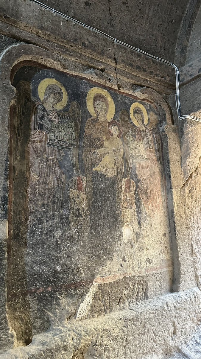 ByzantineSpirit's tweet photo. Frescoes at the Byzantine Monastery of Tracias (Eski Gümüşler), Cappadocia. Dated c. 1050 AD. https://t.co/SnXbO3NniX