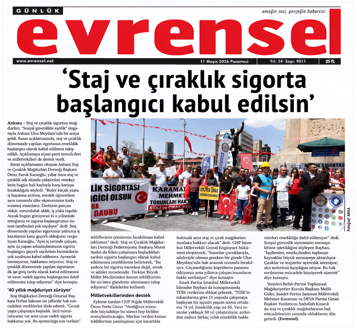 Ferdaolak4's tweet photo. Staj, çıraklık ssk başlangıcı olsun...

#cumartesi #MercanKöşk  #BaşkalarınınHayatı #MasterChefTürkiye
#altın #Bist100 #akaryakıt
#SONDAKİKA #fonmağdurları
#BELTUR #millitakım 🇹🇷
Muhalefet Ses Yükseltiyor
#StajyerçırakAnkarada https://t.co/xDWdlsGn2J