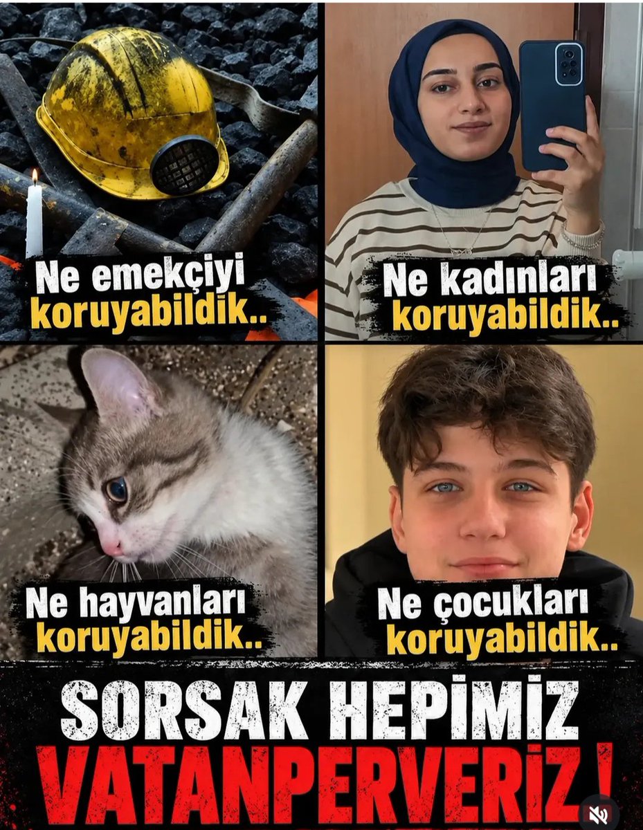 Hasardamm's tweet photo. Ne Emekçiyi Koruyabildik..
Ne Kadınları Koruyabildik ..
Ne Çocukları Koruyabildik ..
Ne Hayvanları Koruyabildik ..
Sorsak Hepimiz Vatanseveriz ..
Görsel : Canberkguavera .. https://t.co/gYEXFJ2j4x